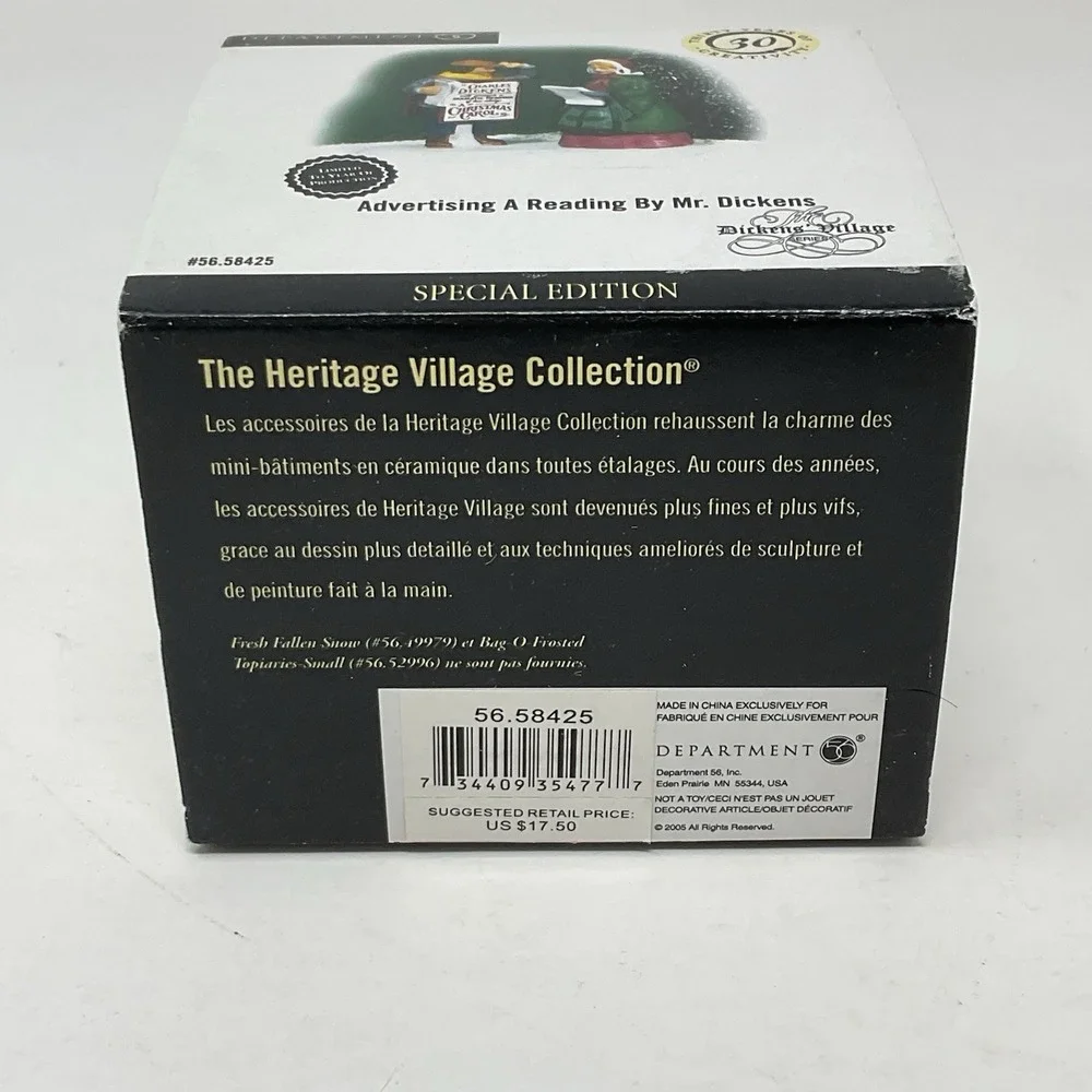 Dept 56 Dickens Village Heritage Advertising A Reading By Mr Dickens 56.58425